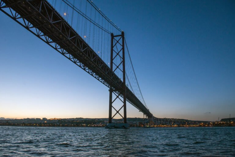 Ponte 25 de Abril durante o sunset